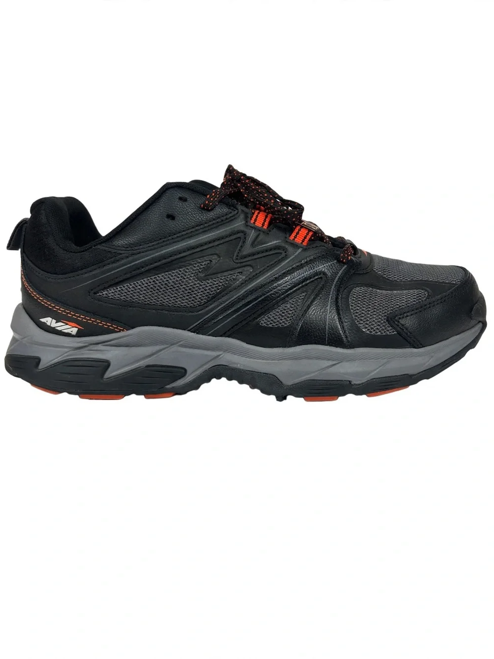 Black and Gray Men's Athletic Sneakers with Orange Accents